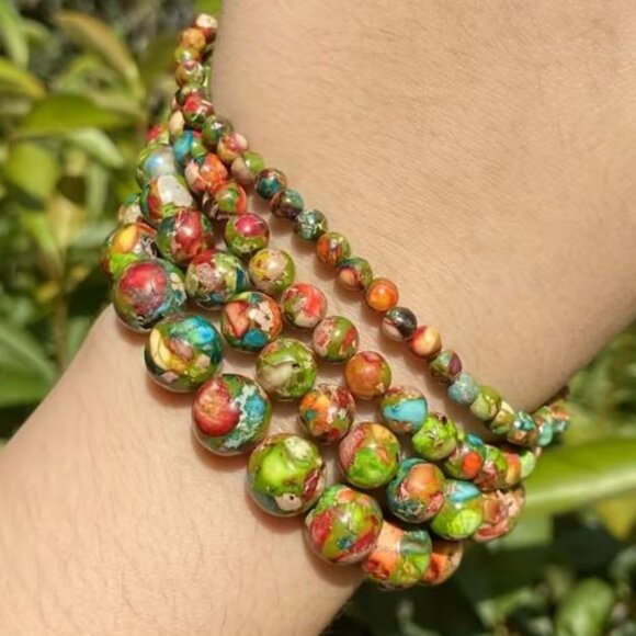 Green Red Imperial Jasper Polished Round - Picture 2 of 3